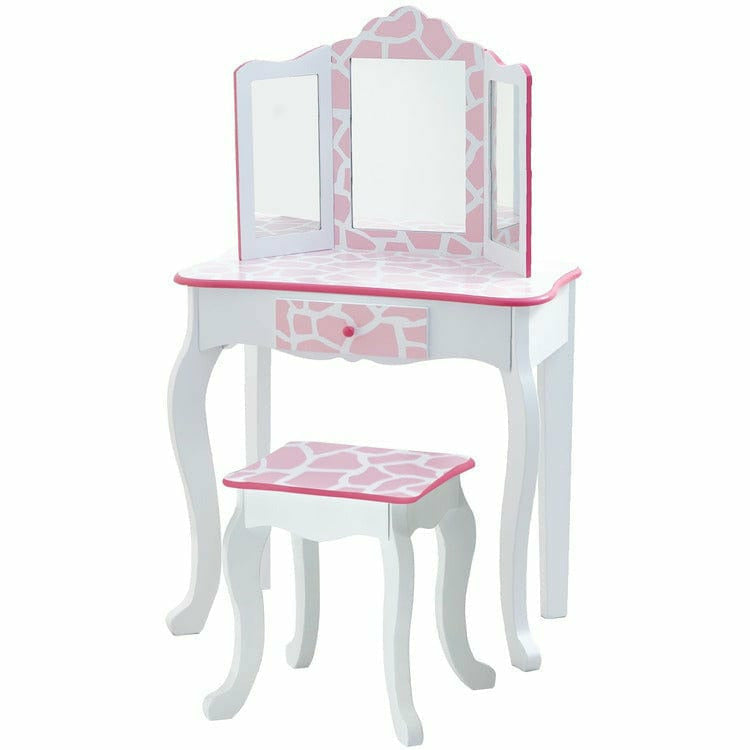 Fashion-Giraffe-Prints-Gisele-Play-Vanity-Set-Pink-White-Room-Decor-20867800170583