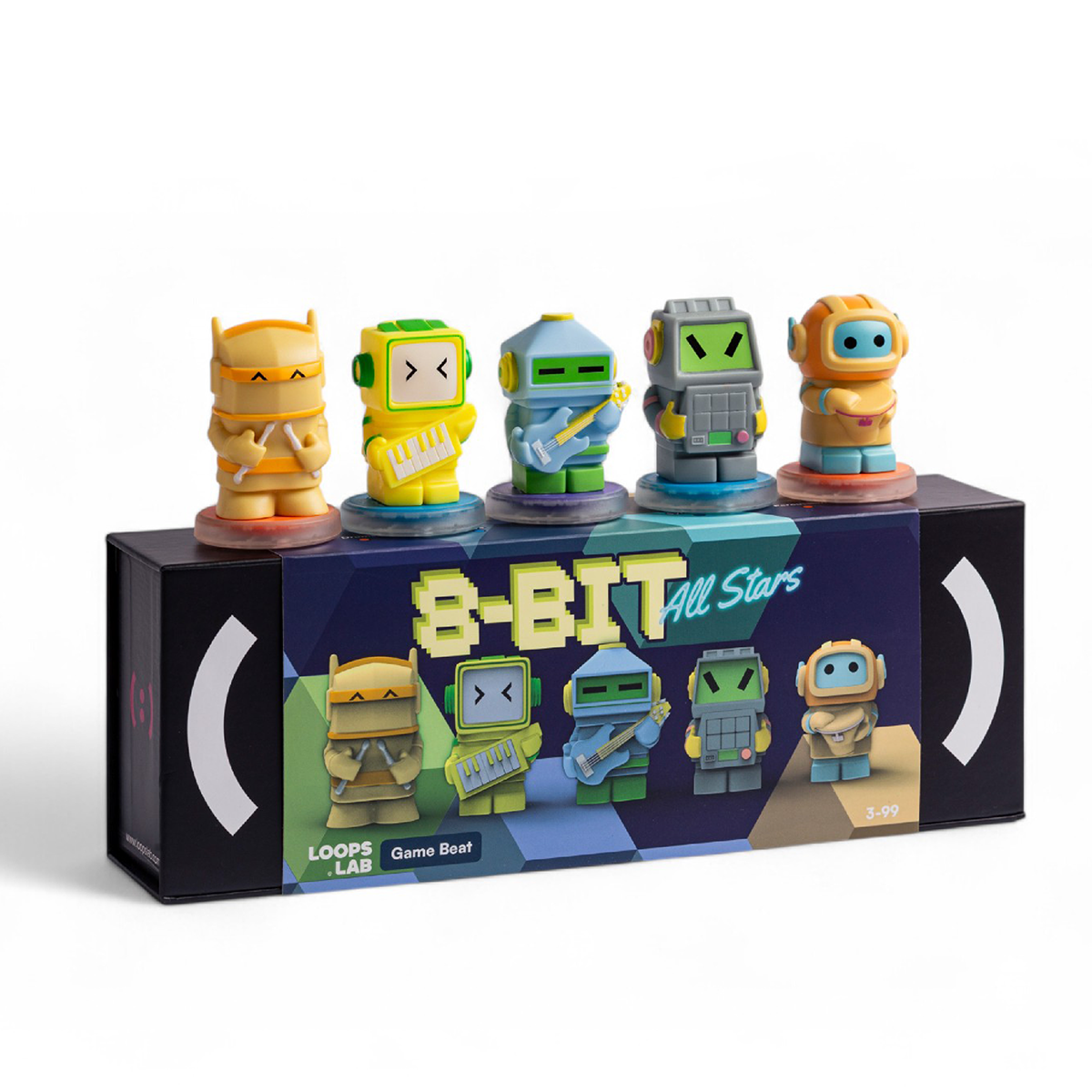 Loops-Lab-8-Bit-Allstars-5-Figurines-Game-Music-Band-Electronics-25967275704407